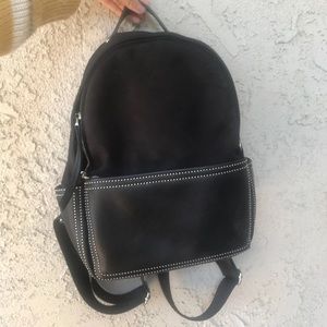 Chic black leather school/travel backpack